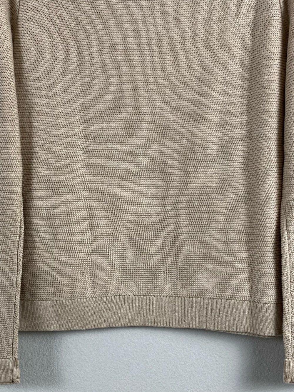 J. Crew Factory Scalloped Long Sleeve Crewneck Sweater | Heather Sandalwood - Picture 6 of 16